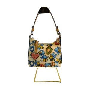 Dooney & Bourke Vintage Bee Print Mini Handbag Rainbow Zipper Pink Heart Charm